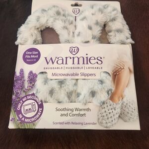 Warmies White and Gray Microwavable Slippers